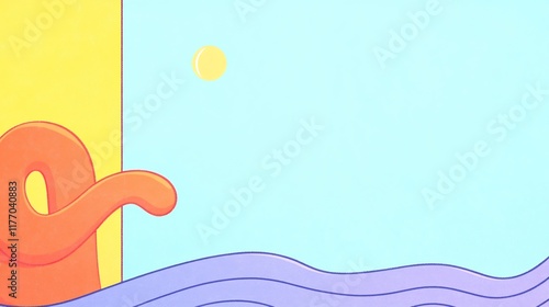 Vibrant Digital Illustration: Abstract Blob Gently Flows Across Pastel Background. AI Generated