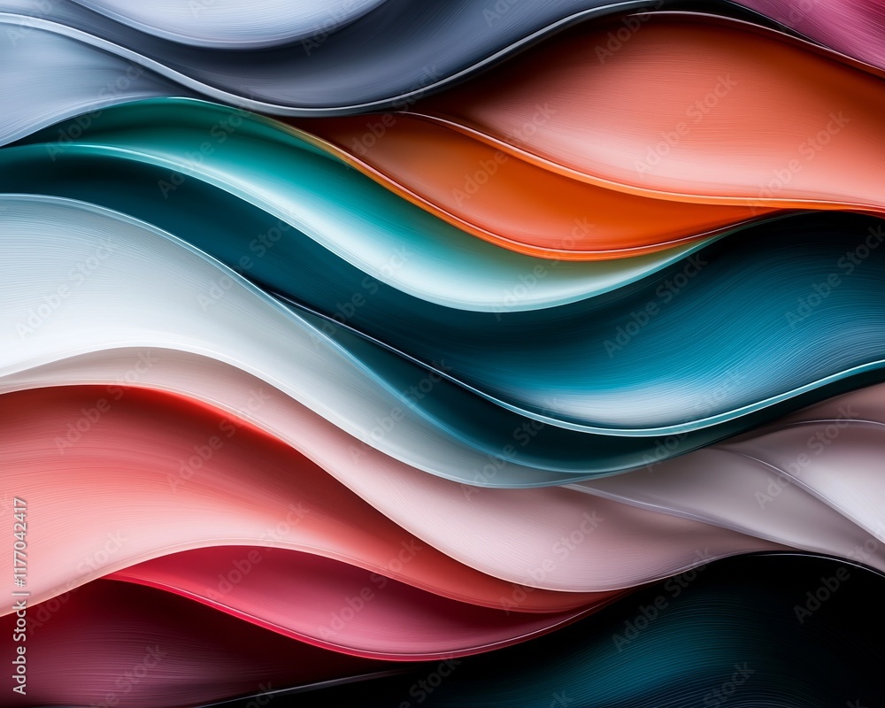 Obraz premium Abstract Colorful Swirling Waves Dynamic Fluid Paint Texture Background