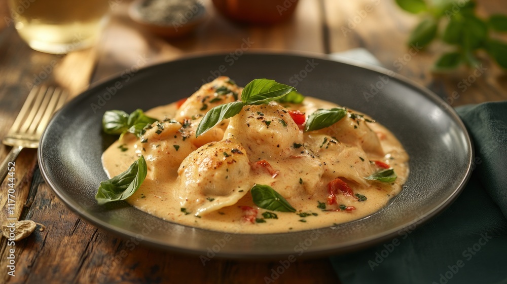Creamy Ravioli with Sun-dried Tomatoes and Basil Creamy Ravioli with Sun-dried Tomatoes and Basil