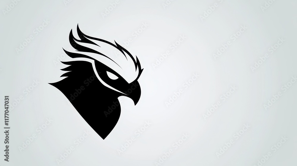 Obraz premium Black and white bird logo illustration in a minimalist style with bold geometric design.