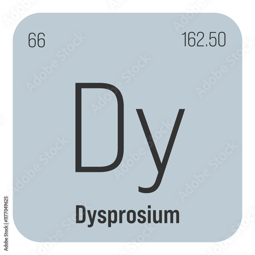 Darmstadtium, Ds, periodic table element with name, symbol, atomic number and weight. Synthetic element with very short half-life, created through nuclear reactions in a laboratory.