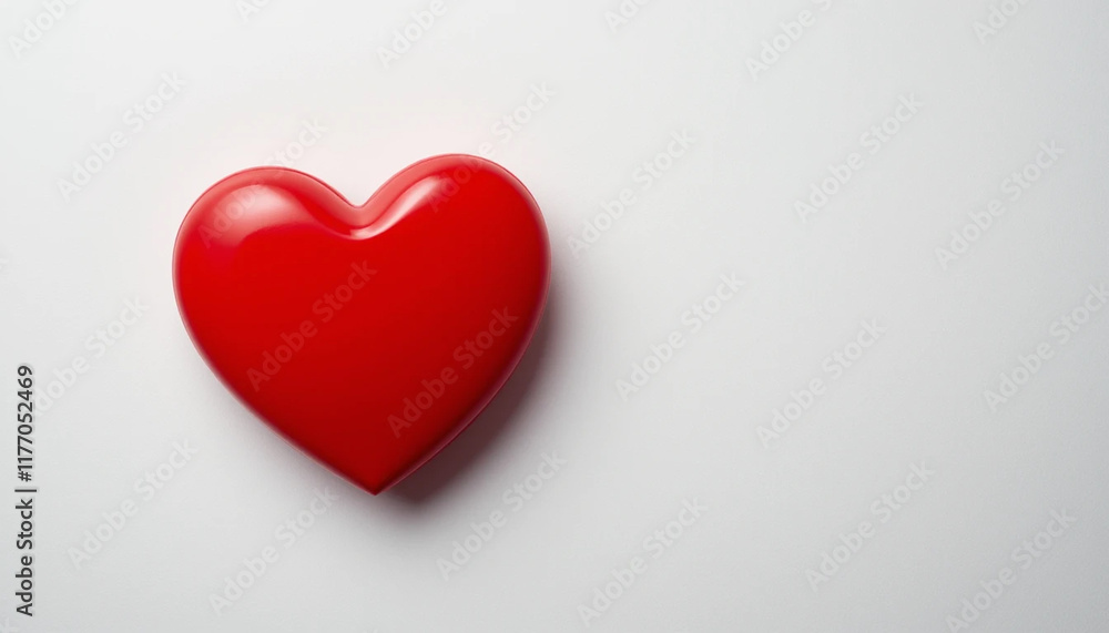 High-Angle Close-Up of a Red Heart on a White Background High-Angle Close-Up of a Red Heart on a White Background