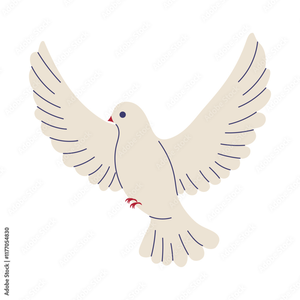 A white dove with red beak flying in the air. The dove is the symbol of peace and freedom A white dove with red beak flying in the air. The dove is the symbol of peace and freedom