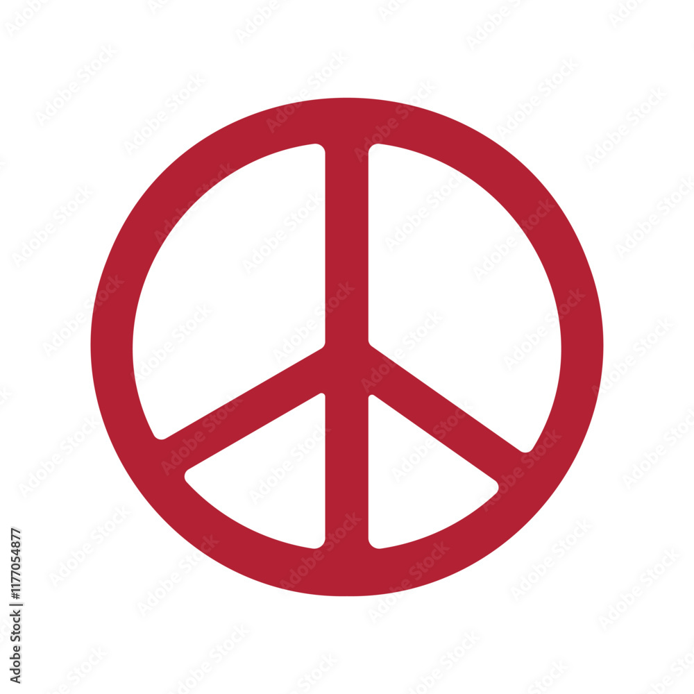 A red peace sign with a white circle in the middle. The peace sign is a symbol of peace and harmony A red peace sign with a white circle in the middle. The peace sign is a symbol of peace and harmony