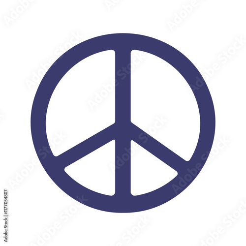 A blue peace sign with a white background. The peace sign is a symbol of peace and harmony