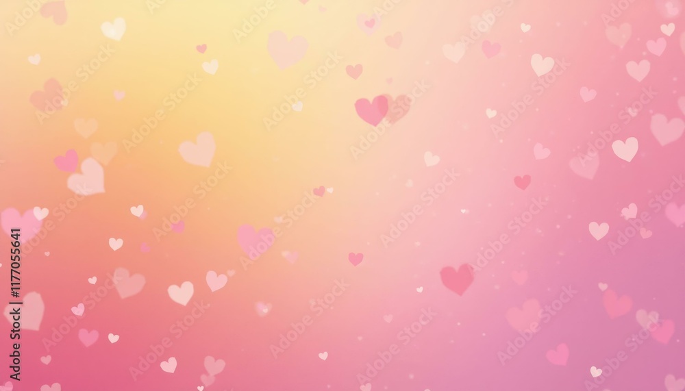 Romantic Pink Heart Bokeh Falling on Gradient Background for Valentine's Day Event Romantic Pink Heart Bokeh Falling on Gradient Background for Valentine's Day Event