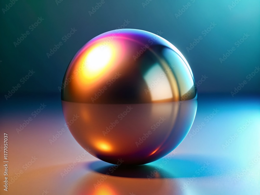 Abstract 3D Sphere Render: Shiny Metallic Orb with Copy Space, Left Alignment Abstract 3D Sphere Render: Shiny Metallic Orb with Copy Space, Left Alignment