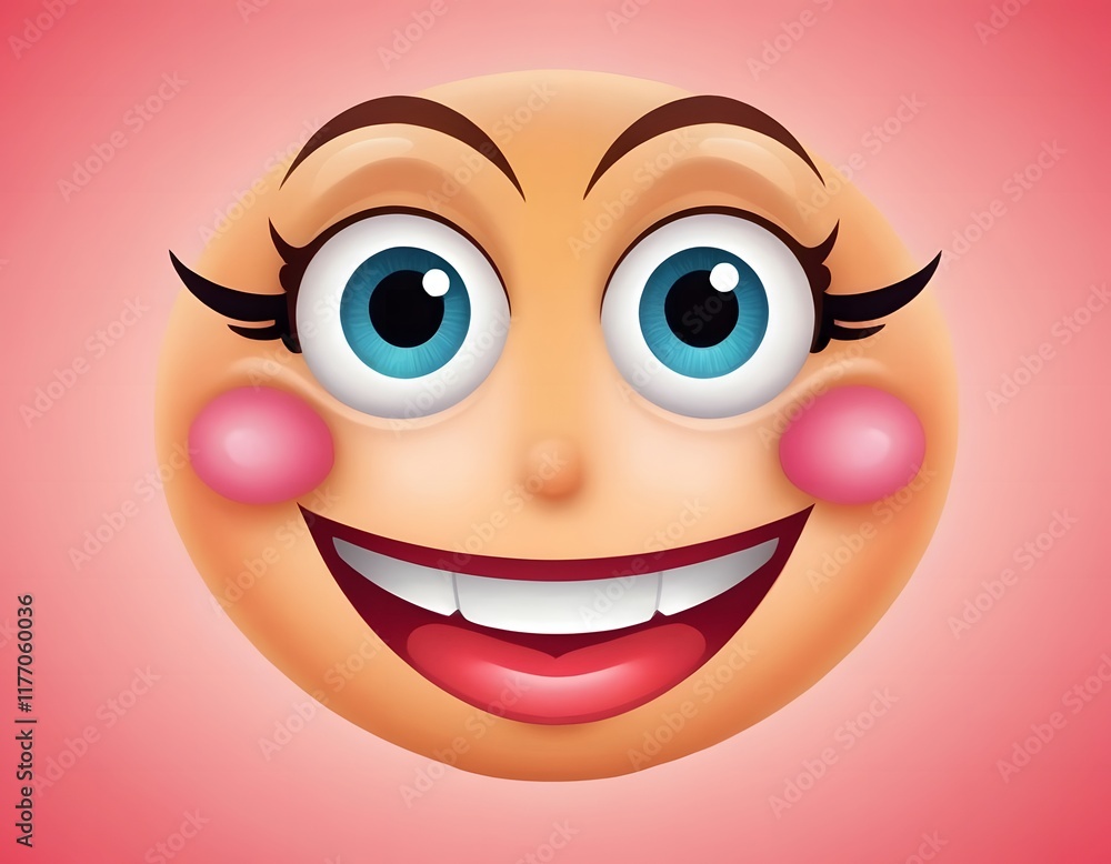 Fototapeta premium happy smiling face emoji isolated on pink background valentine day celebration theme concept