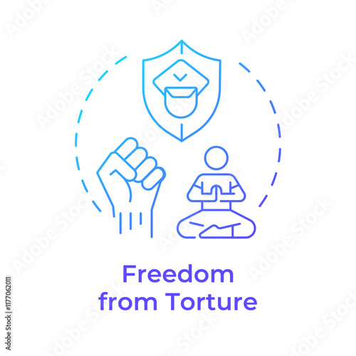 Torture freedom blue gradient concept icon. Public safety, police. Crime, violence. Round shape line illustration. Abstract idea. Graphic design. Easy to use in infographic, presentation