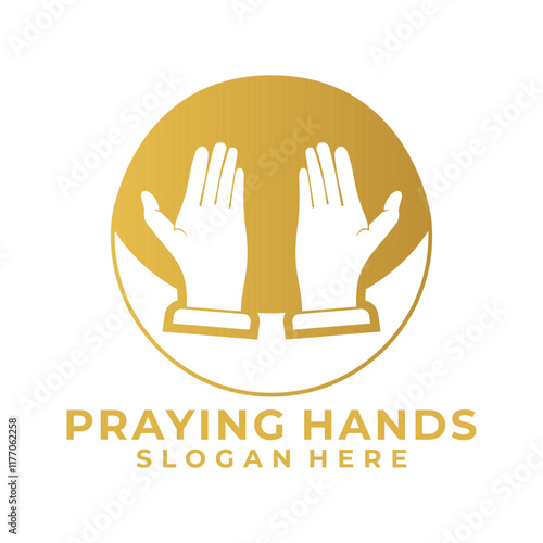 Prayer beads and Pray Hand combinations logo vector template