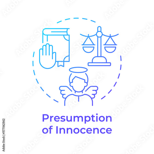 Innocence presumption blue gradient concept icon. Public trial, law equality. Legal system. Round shape line illustration. Abstract idea. Graphic design. Easy to use in infographic, presentation