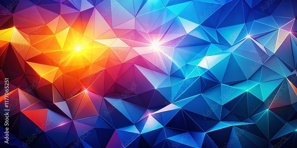 Fototapeta premium Abstract Blue Gradient Polygon Background, Geometric Pattern, Shiny, Luminous, Tech Design