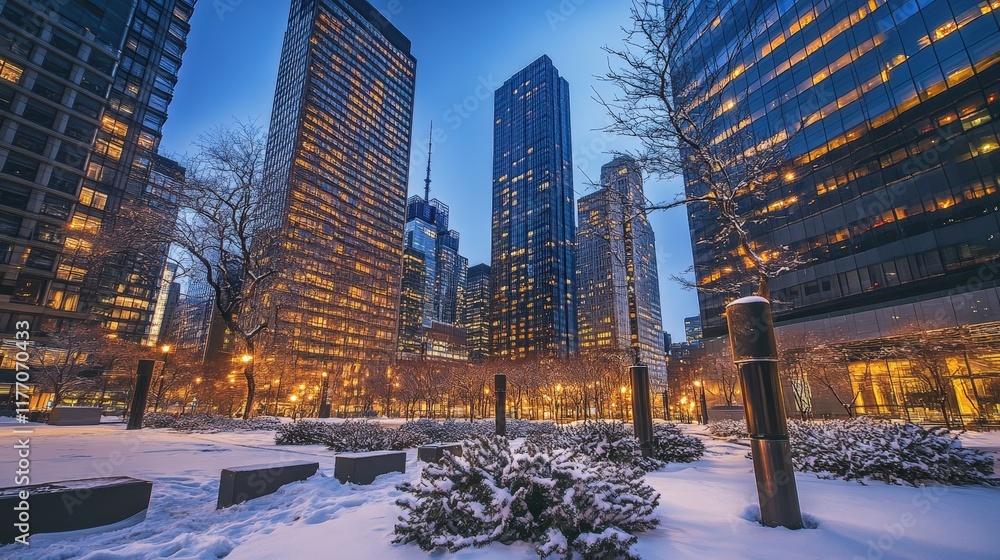 Fototapeta premium NYC urban landscape in cozy winter atmosphere