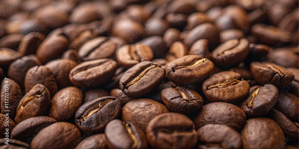 Fototapeta premium A Close-Up View of Roasted Coffee Beans, Rich Brown Hues and Detailed Texture