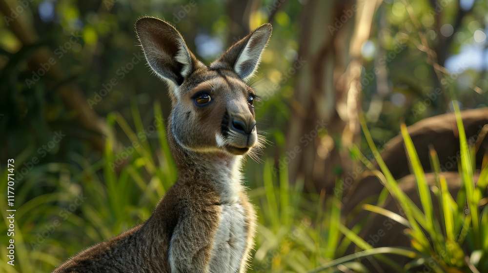 Obraz premium Leaping through life: Agile kangaroo at the end of every title