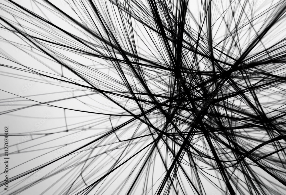 Fototapeta premium Intricate patterns of black lines against a light background create a captivating visual display, showcasing the beauty of abstraction