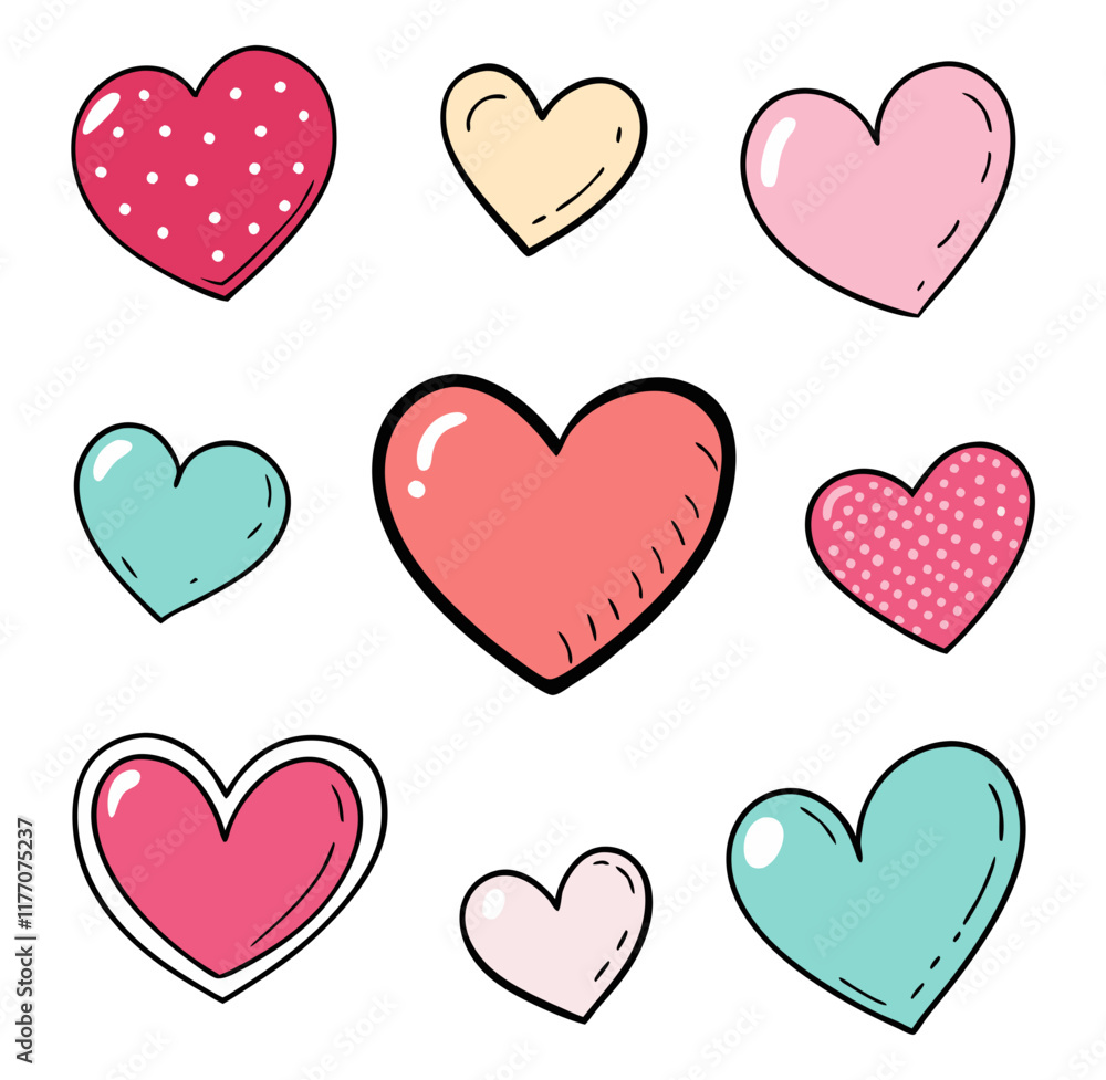 Doodle hearts sketch set. heart symbol for Valentines Day. vector illustration Doodle hearts sketch set. heart symbol for Valentines Day. vector illustration