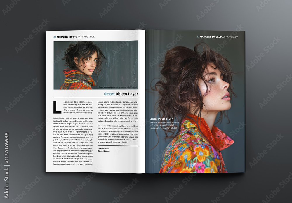 Open Magazine Mockup on Black Background Stock Template | Adobe Stock