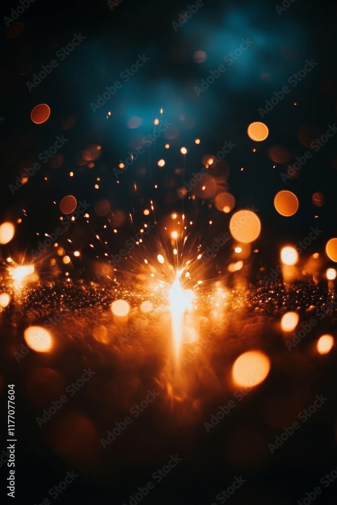 Fototapeta premium Abstract Background With Golden Glowing Lights For Text Overlay, Romantic And Festive Atmosphere