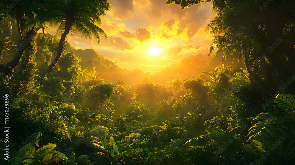 The sun shining through a majestic tree on a meadow, with clear blue sky in the background, panorama format
The sun shining through a majestic tree on a meadow, with clear blue sky in the background, panorama format
