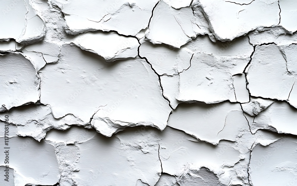 Obraz premium Cracked white clay texture background.