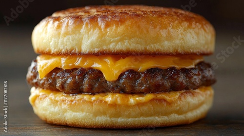 Delicious burger with fresh toppings served on a slate plate in a casual dini...