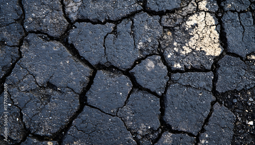 Fototapeta premium Cracked Dark Asphalt Road Surface Texture