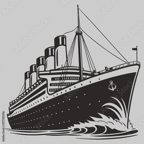 titanic ship silhouette vector design art and illustration