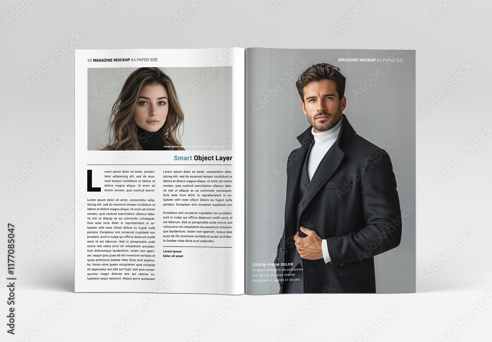 Open Magazine Mockup Isolated on White Background Stock Template ...
