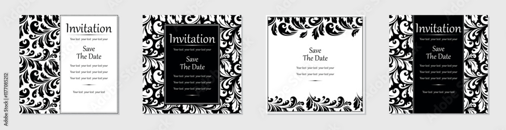 Set of abstract floral patterns. Vector seamless backgrounds. Perfect for invitations or announcements Set of abstract floral patterns. Vector seamless backgrounds. Perfect for invitations or announcements