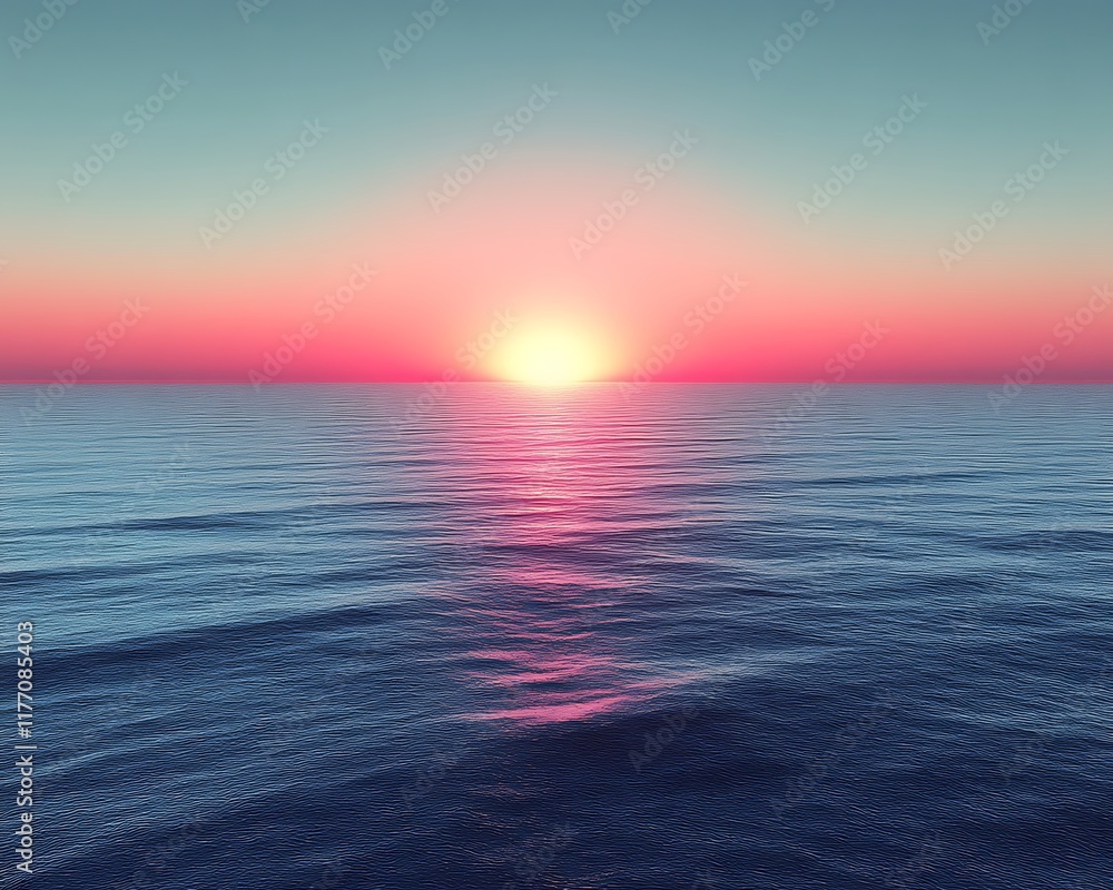 Obraz premium Pink sunset over calm ocean. (9)