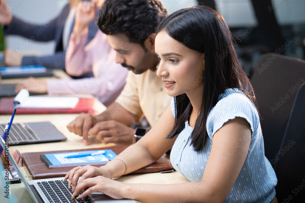 Close Up View Of Female Professional Typing On Laptop Close Up View Of Female Professional Typing On Laptop