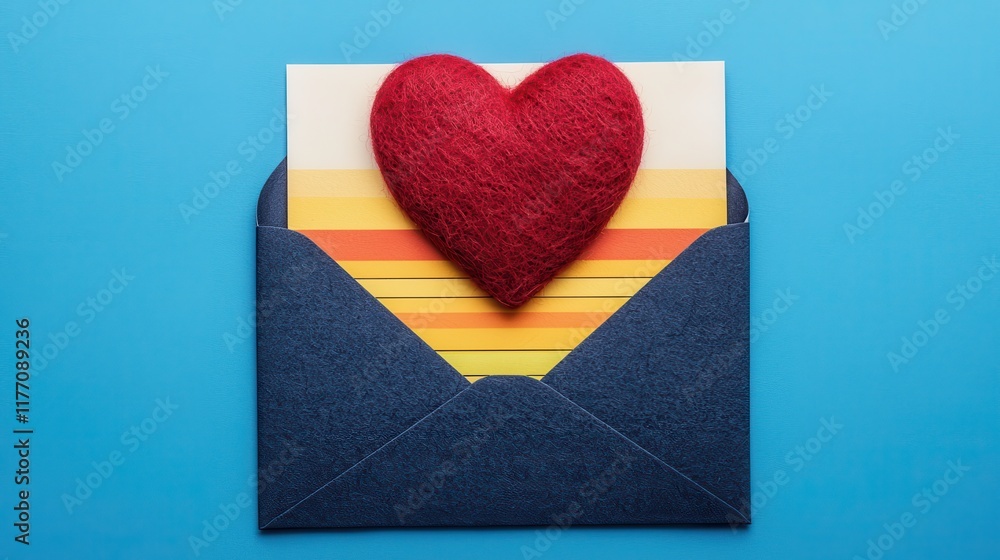 Red Felt Heart in Blue Red Felt Heart in Blue