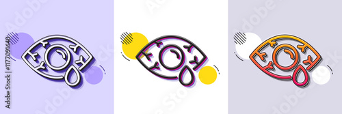 Conjunctivitis eye line icon. Halftone dotted pattern. Gradient icon with grain shadow. Oculist clinic sign. Optometry vision symbol. Line conjunctivitis eye icon. Various designs. Vector