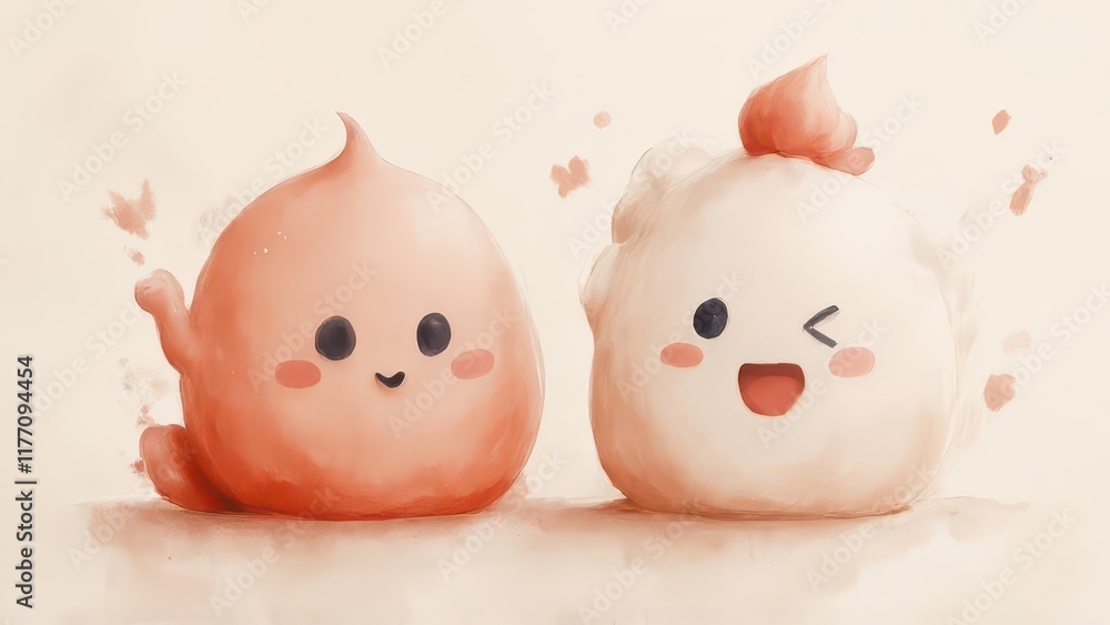 Cute food characters, pastel background, dessert illustration, recipe blog. Cute food characters, pastel background, dessert illustration, recipe blog.