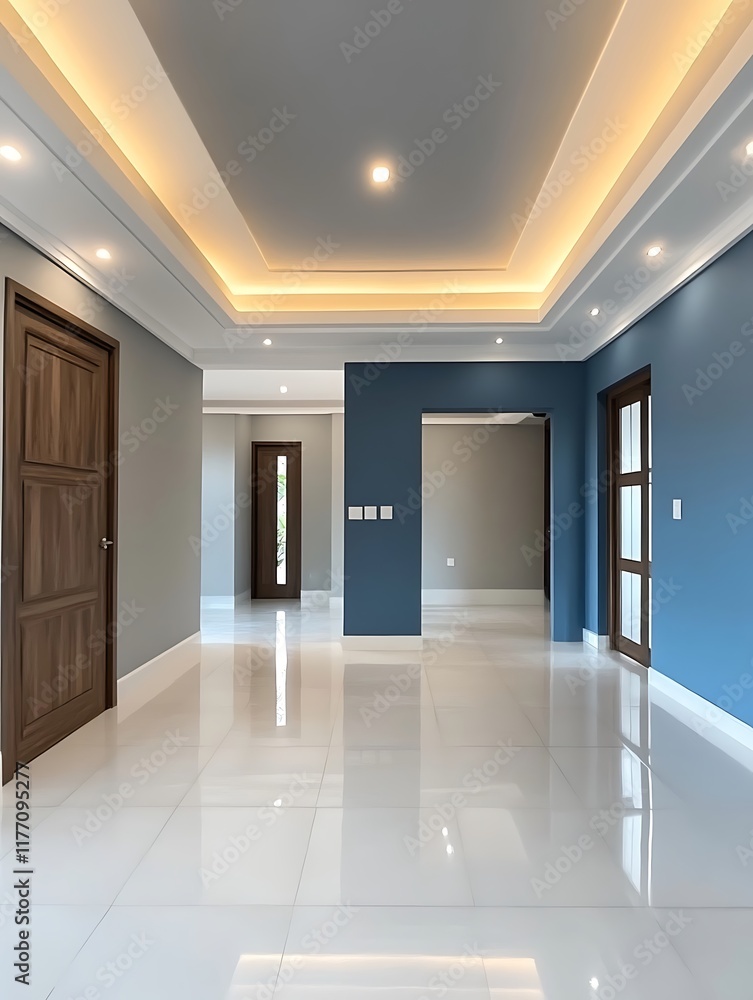 Obraz premium Modern Blue-Accented Home Interior