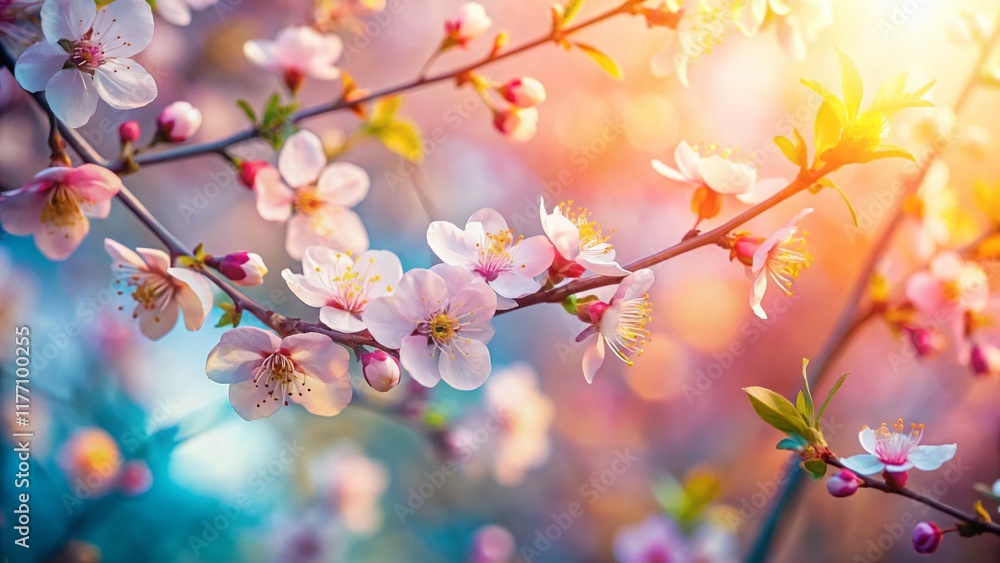 Fototapeta premium Abstract Spring Bloom: Pastel Colors & Soft Focus Macro Photography
