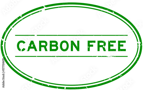 Grunge green carbon free word oval rubber seal stamp on white background
