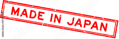 Grunge red made in japan word square rubber seal stamp on white background
