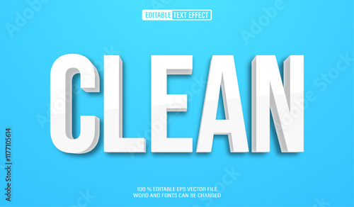 Editable 3d text style effect - Clean White Bold text effect Template