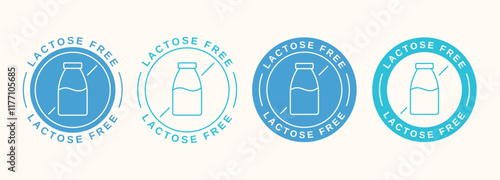 Set of lactose free labels and badges. Product signs in flat style. Vector illustration