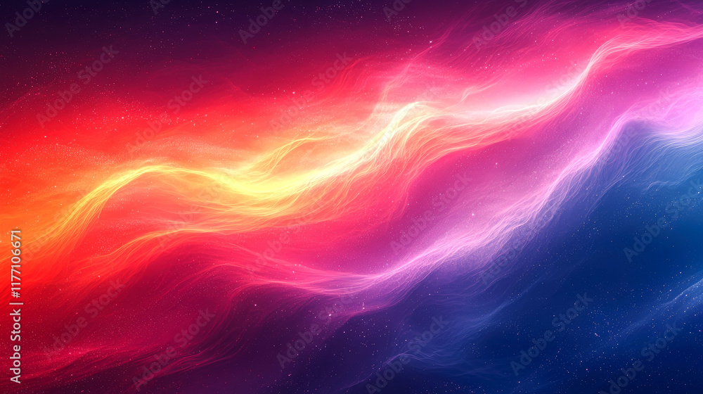 Obraz premium Cosmic Dreamscape: Vibrant Nebula in a Surreal Galaxy. Ethereal Colors and Dynamic Light Flow. Abstract Space Art