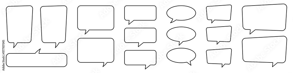 Collection of line speech bubble, speech balloon, chat bubble. Collection of line speech bubble, speech balloon, chat bubble.