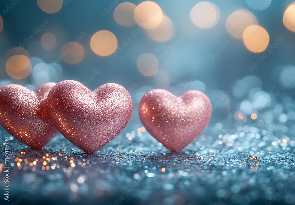 Obraz premium Group of Pink Hearts Happy Valentine Day