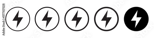 Free Download Lightning, electric power icon. Energy and thunder electricity symbol. Lightning bolt sign in the circle. - GFXLoad