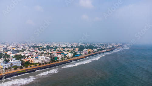 Pondicherry Rock Beach / Promenade Beach Aerial Drone Views