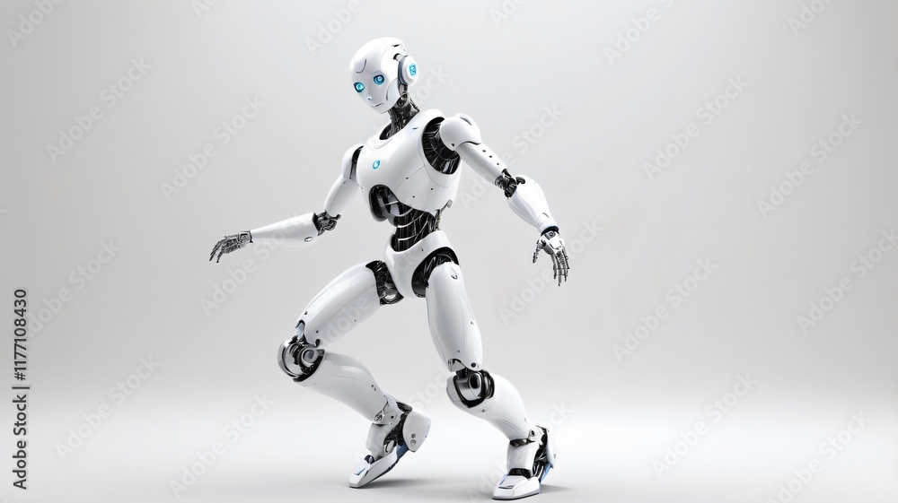 Advanced White Robot Futuristic AI Digital Technology Advanced White Robot Futuristic AI Digital Technology