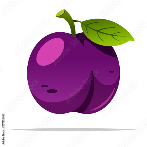 Cartoon plum fruit vector isolated illustration