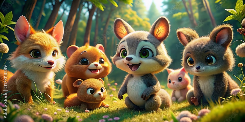 Fototapeta premium Adorable Cartoon Animals: Documentary Style Photo Series