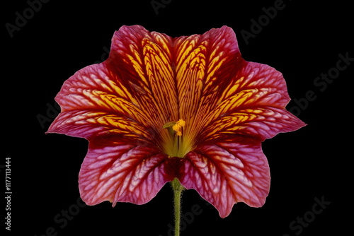 Painted Tongue (Salpiglossis sinuata). Flower Closeup photo